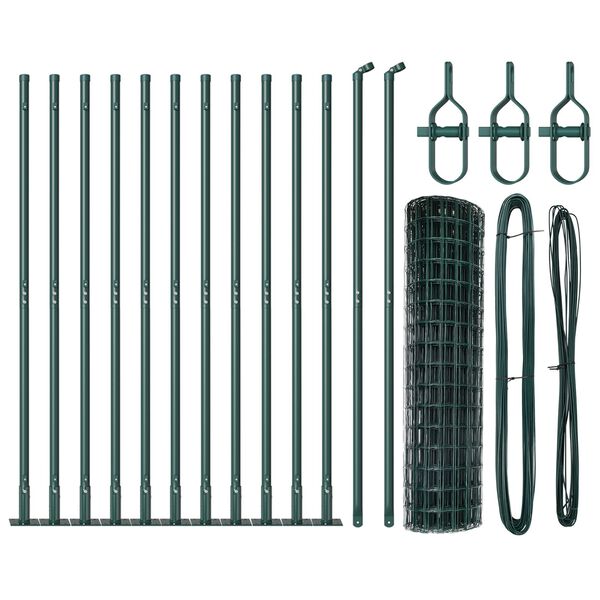 vidaXL Cl&ocirc;ture avec poteau Vert 0,8 x 25 m Acier et PVC