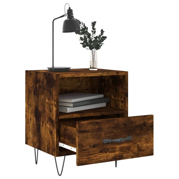 vidaXL Tables de chevet 2pcs ch&ecirc;ne fum&eacute; 40x35x47,5cm bois d&rsquo;ing&eacute;nierie