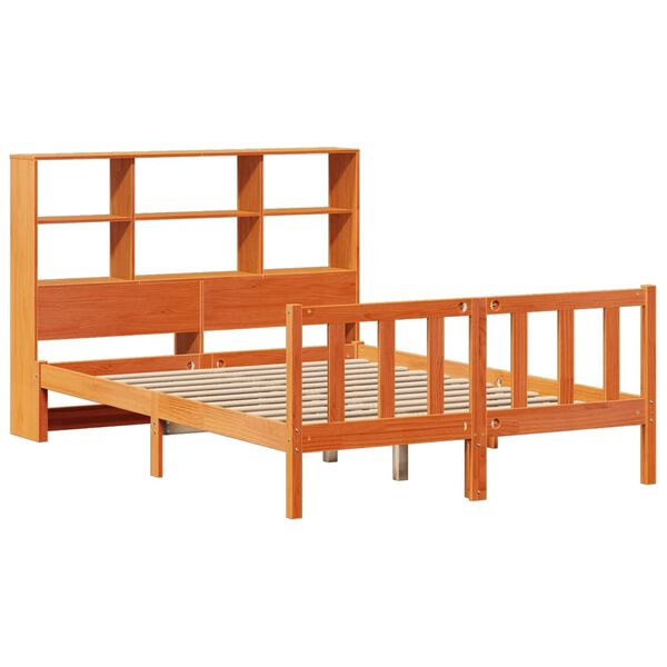vidaXL Lit biblioth&egrave;que sans matelas cire marron 140x200 cm pin massif