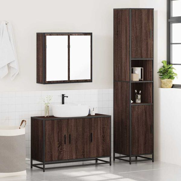 vidaXL Ensemble de meubles de salle de bain 3 pcs Chêne marron