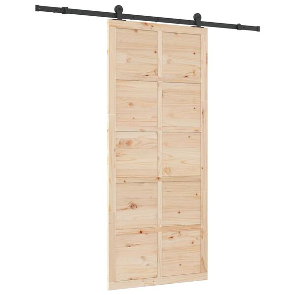 vidaXL Porte coulissante Marron 100 x 208 cm Bois de pin massif