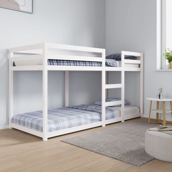 vidaXL Lit superpos&eacute; sans matelas blanc 80x200 cm bois de pin massif