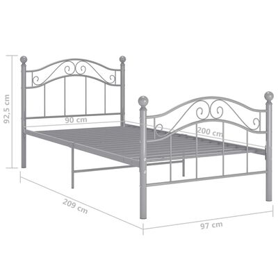 vidaXL Cadre de lit sans matelas gris métal 90x200 cm