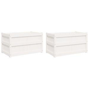 vidaXL Jardini&egrave;res 2 pcs blanc bois de pin massif