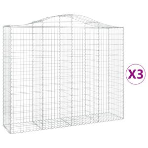 vidaXL Paniers &agrave; gabions arqu&eacute;s 3 pcs 200x50x160/180 cm Fer galvanis&eacute;