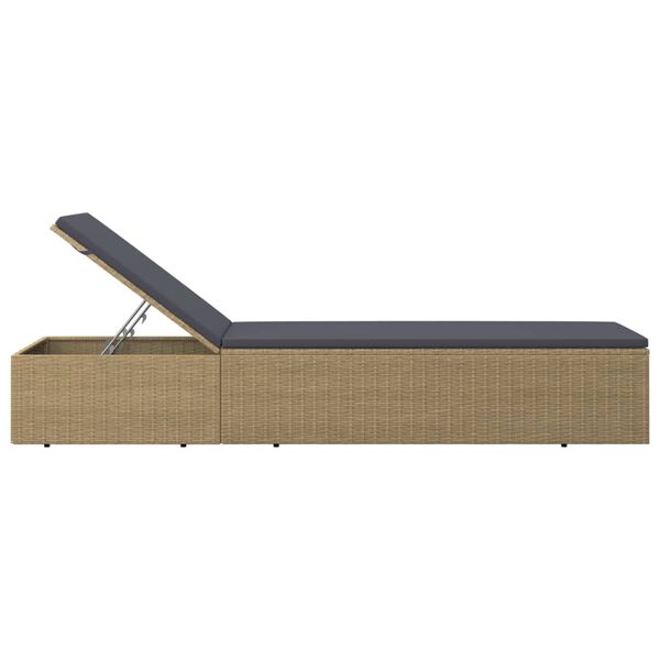vidaXL Chaise longue Résine tressée Marron et gris foncé