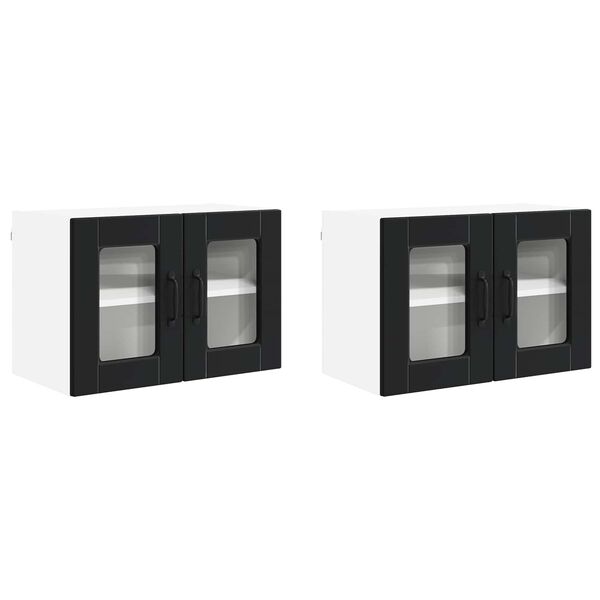 vidaXL Armoire de cuisine 2 pcs Noir 60 x 31 x 40 cm Bois d'ing&eacute;nierie