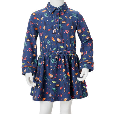 Robe pour enfants à manches longues bleu marine 128