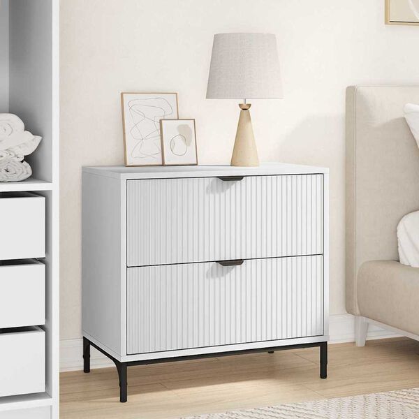 vidaXL Table de chevet Blanc 63,5 x 36 x 61 cm Bois d'ing&eacute;nierie
