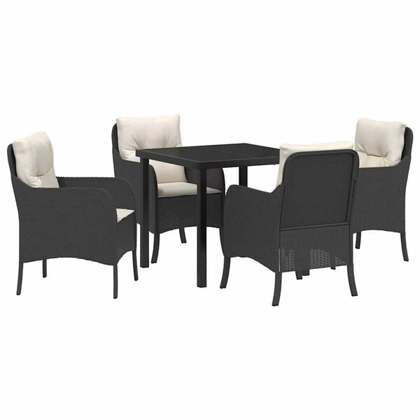 vidaXL Ensemble de salle &agrave; manger pour jardin 5 pcs Noir polyrotin