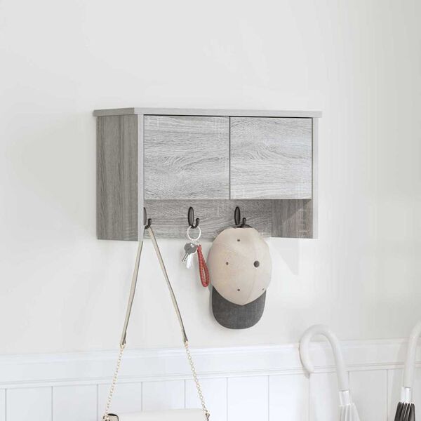 vidaXL Porte-manteau mural avec &eacute;tag&egrave;re Gris Sonoma 50 x 20 x 30 cm
