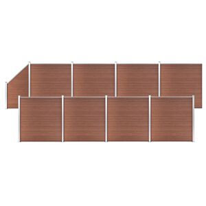 vidaXL Ensemble de cl&ocirc;ture WPC 8 Carr&eacute; + 1 Inclin&eacute; 1484x186 cm Marron