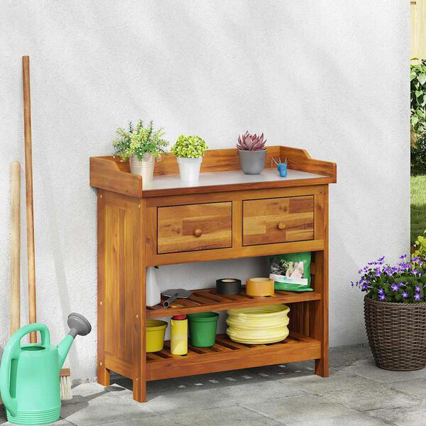 vidaXL Armoire de jardin avec tiroir Naturel 78 x 36,5 x 78 cm