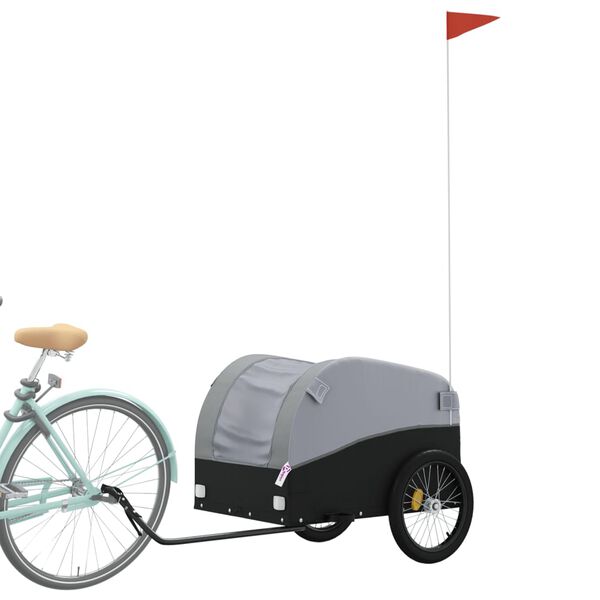 vidaXL Remorque de v&eacute;lo noir et gris 45 kg fer