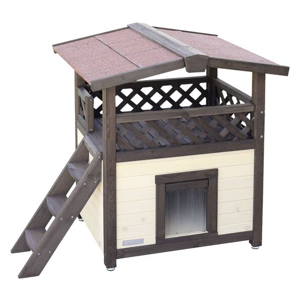 Kerbl Maison à chat chauffée 4-saisons Deluxe 88x57x77 cm Marron foncé