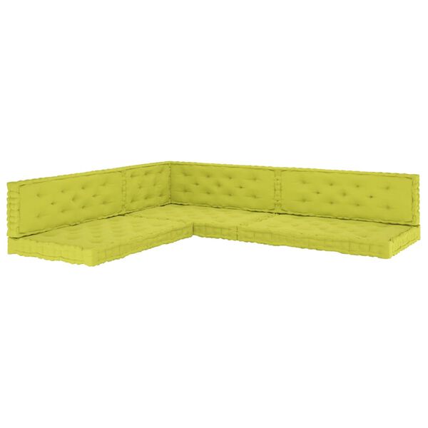 vidaXL Coussins de plancher de palette lot de 7 Vert pomme Coton