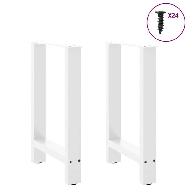 vidaXL Pieds de table &agrave; manger Blanc 2 pi&egrave;ces 50 x (72-73) cm Acier
