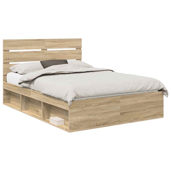 vidaXL Cadre de lit Ch&ecirc;ne Sonoma 150 x 200 cm Bois de pin massif