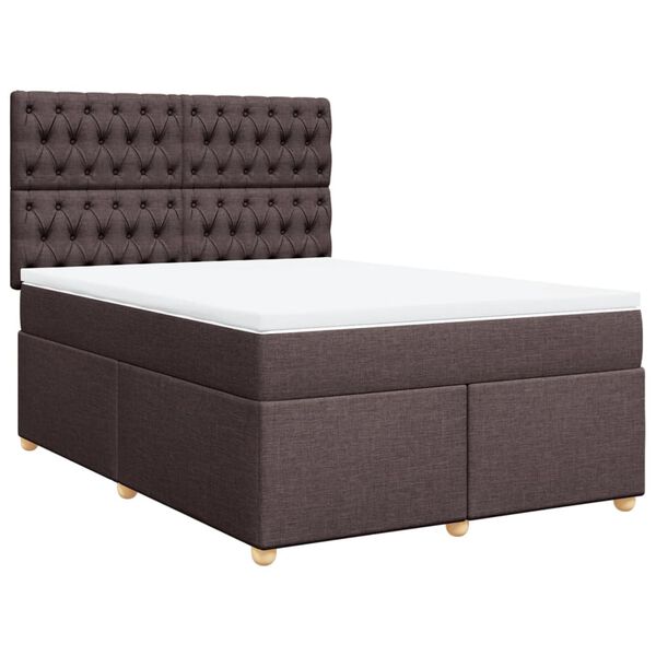 vidaXL Sommier &agrave; lattes de lit avec matelas Marron fonc&eacute; 140x200 cm
