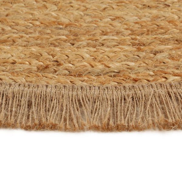 vidaXL Tapis tressé avec bord brodé 90 cm Jute Rond