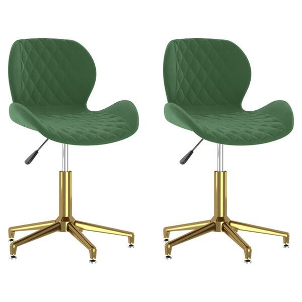 vidaXL Chaises pivotantes &agrave; manger lot de 2 vert fonc&eacute; velours