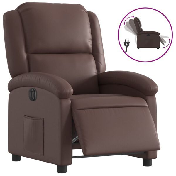 vidaXL Fauteuil inclinable &eacute;lectrique Marron Similicuir