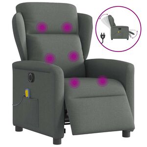 vidaXL Fauteuil inclinable de massage &eacute;lectrique gris fonc&eacute; tissu