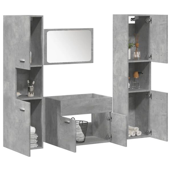 vidaXL Ensemble de meubles de salle de bain 4 pcs gris b&eacute;ton