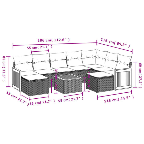 vidaXL Salon de jardin avec coussins 10 pcs gris r&eacute;sine tress&eacute;e
