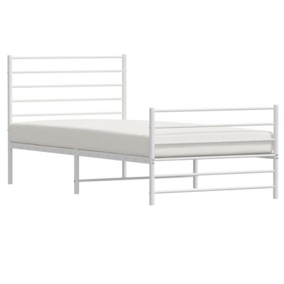 vidaXL Cadre de lit métal sans matelas et pied de lit blanc 100x200 cm