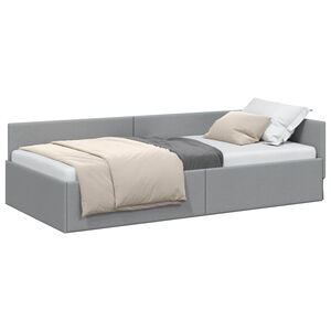vidaXL Cadre de lit d'angle Gris clair 90 cm x 190 cm tissu