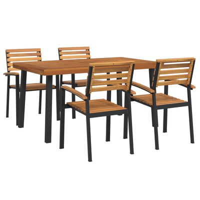 vidaXL Ensemble à manger de jardin 5 pcs bois d'acacia massif et métal