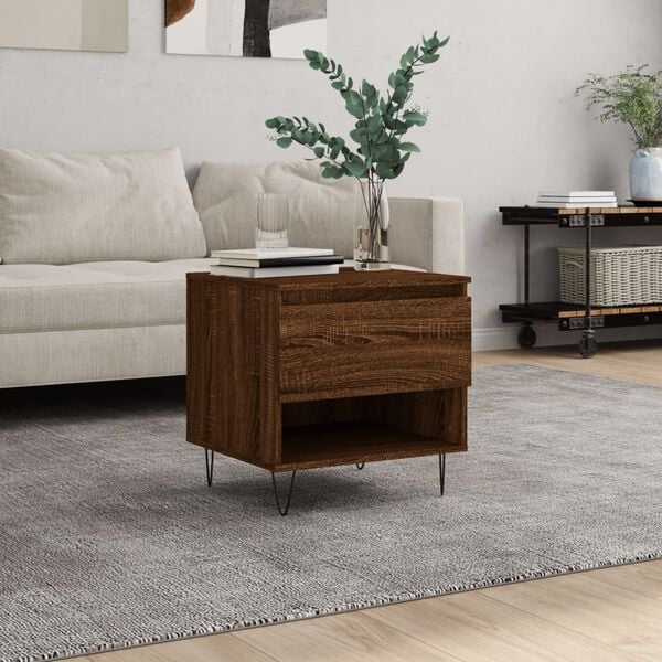 vidaXL Table basse ch&ecirc;ne marron 50x46x50 cm bois d'ing&eacute;nierie