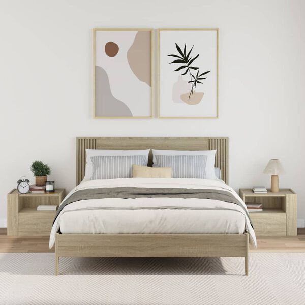 vidaXL Tables de chevet murales 2 pcs ch&ecirc;ne sonoma 45x30x35 cm