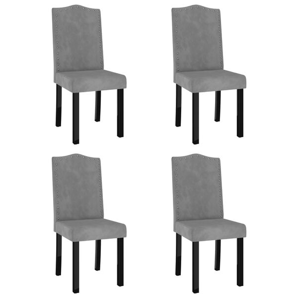 vidaXL Chaises &agrave; manger lot de 4 gris clair velours