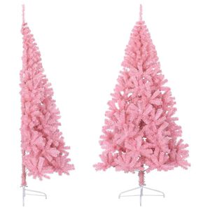 vidaXL Demi sapin de No&euml;l artificiel avec support Rose 210 cm PVC