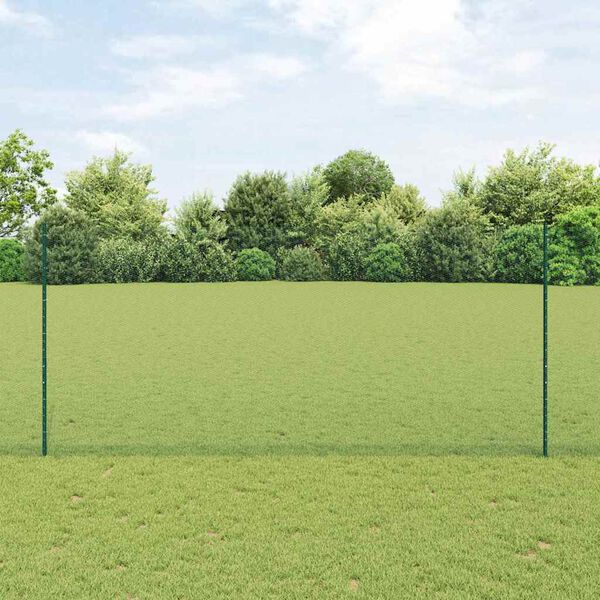 vidaXL Cl&ocirc;ture avec poteau Vert 1,4 x 25 m Acier et PVC