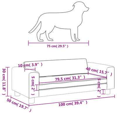 vidaXL Lit pour chien avec extension gris clair 100x50x30 cm velours