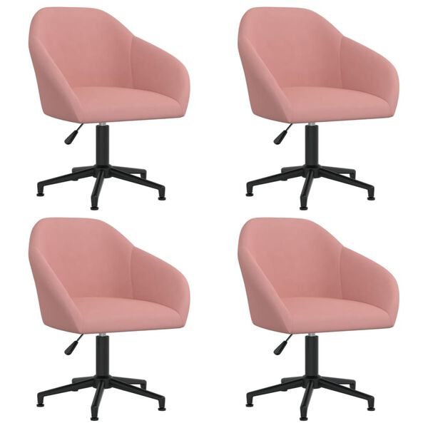 vidaXL Chaises pivotantes &agrave; manger lot de 4 rose velours