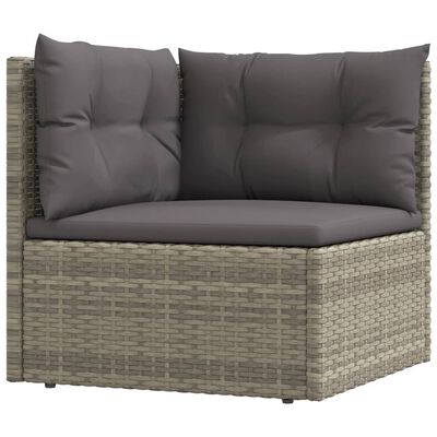 vidaXL Salon de jardin 8 pcs avec coussins Gris Résine tressée