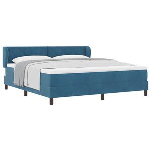 vidaXL Lit &agrave; ressorts avec t&ecirc;te de lit Bleu fonc&eacute; 180 x 200 cm Velours