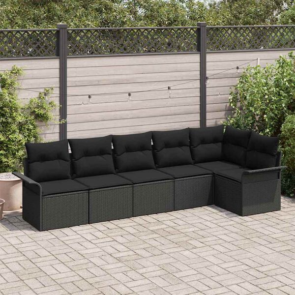 vidaXL Ensemble de canap&eacute; de jardin avec coussin 6 pcs Noir Poly rotin