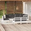 vidaXL Salon de jardin 9 pcs avec coussins blanc bois de pin massif