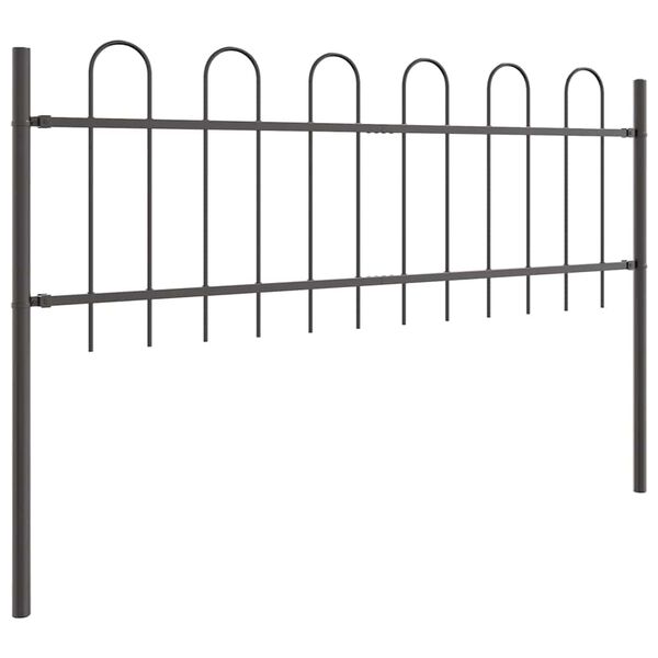 vidaXL Cl&ocirc;ture de jardin 5 pcs Gris 8,5 x 0,6 m Acier rev&ecirc;tu de poudre