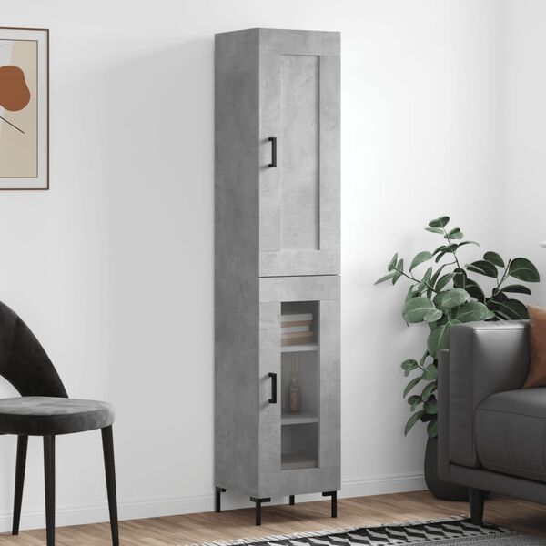 vidaXL Buffet haut Gris b&eacute;ton 34,5x34x180 cm Bois d'ing&eacute;nierie