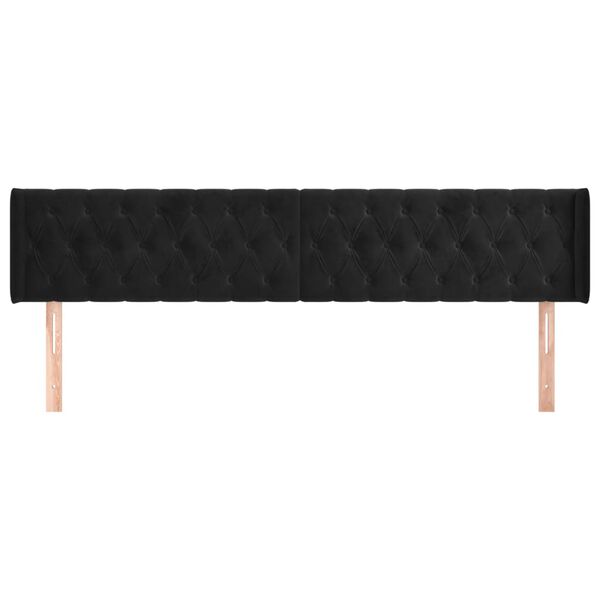 vidaXL T&ecirc;te de lit avec oreilles Noir 183x16x78/88 cm Velours