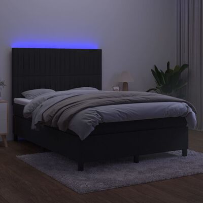 vidaXL Sommier à lattes de lit avec matelas LED Noir 140x190cm Velours