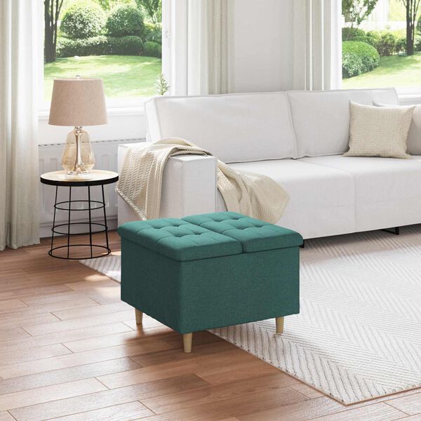 vidaXL Pouf de rangement avec coussin Vert fonc&eacute; 60 x 60 x 45 cm tissu