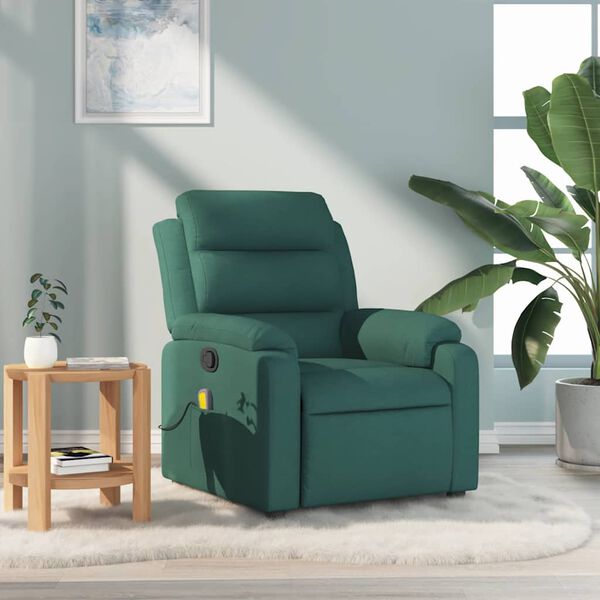 vidaXL Fauteuil de massage inclinable Vert fonc&eacute; Tissu