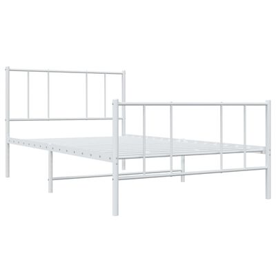 vidaXL Cadre de lit métal sans matelas et pied de lit blanc 100x200 cm